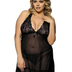 Women Plus Size Elegant Lace Cup Sheer Backless Babydoll-4
