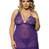 Women Plus Size Elegant Lace Cup Sheer Backless Babydoll