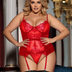 Women Plus Size Elegant Lace Lace Garter Underwired Green Lingerie-4