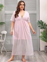 Women_Plus_Size_Elegant_Sexy_Mesh_Long_Home_Dress_PRUSES_2