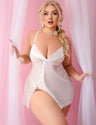 Women Plus Size Elegant White Lace Babydoll