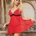 Women Plus Size Embrodery Floral Noble Mesh Sexy Babydoll-1