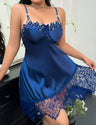 Women Plus Size Embroidered Flower Lace Mesh Trim Nightgown | PRUSES