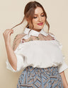 Women_Plus_Size_Embroidered_Ruffle_Trim_Collared_Half_Sleeve_Blouse_6