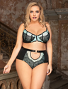 Women Plus Size Exquisite Lace Up Ladies Sexy 2 Piece Underwire Bra Set-3