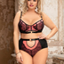 Women Plus Size Exquisite Lace Up Ladies Sexy 2 Piece Underwire Bra Set