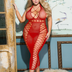 Women Plus Size Fishnet Maxi Dress Halter Full Bodystocking
