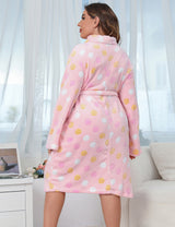 Women Plus Size Flannel Leisure Robe-9