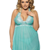 Women Plus Size Floral Embroidery Halter Babydoll-4