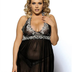 Women Plus Size Floral Embroidery Halter Babydoll