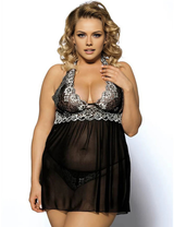Women Plus Size Floral Embroidery Halter Babydoll
