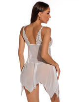 Women Plus Size Floral Embroidery Lace Babydoll-4