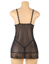 Women Plus Size Floral Lace High Quality Sexy Dress Babydoll-4