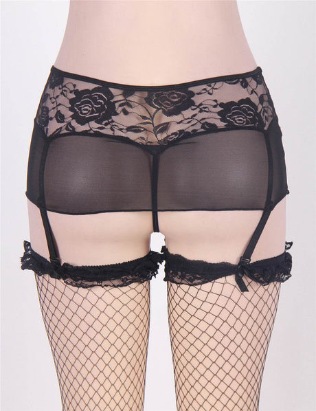 Women Plus Size Floral Lace Sexy Belt Panty Garter Belts - PRUSES