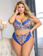 Women Plus Size Floral Lace Sexy Sheer Bra Set