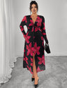 Women Plus Size Floral Print Twist Front V-Neck  Maxi Dress