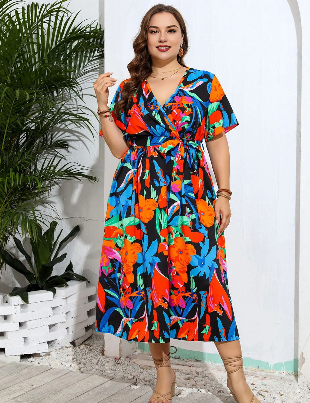 Women_Plus_Size_Floral_Print_V-Neck_Dresses_7