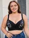 Women Plus Size Floral Push-Up Front-Closure Bra