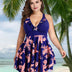 Women Plus Size Floral skirt One Piece Swimsuit-11