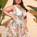 Women Plus Size Floral skirt One Piece Swimsuit