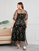 Women Plus Size French Hepburn Style Lace Dress-2