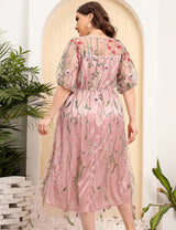 Women Plus Size French Hepburn Style Lace Dress-3
