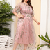 Women Plus Size French Hepburn Style Lace Dress-5
