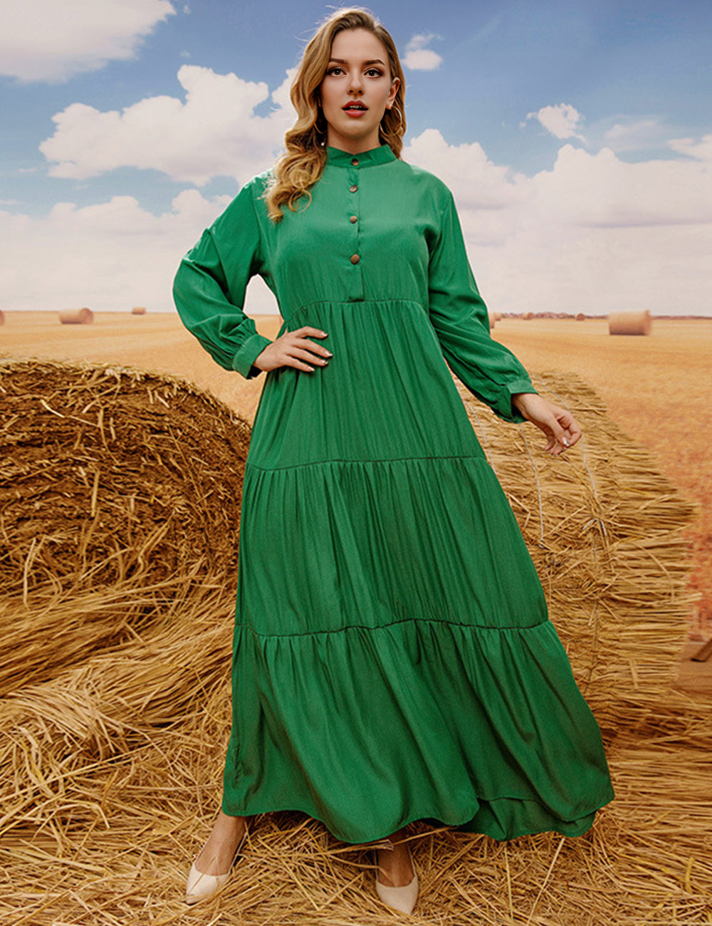 Women Plus Size French Hot Sale Hepburn Style Loose Solid Color Dress-1