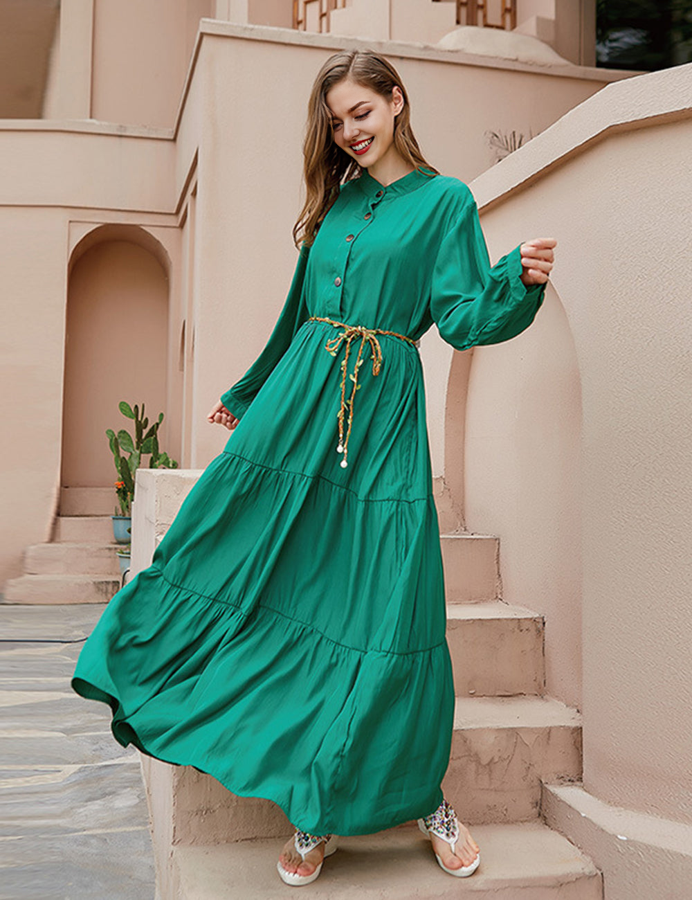 Women Plus Size French Hot Sale Hepburn Style Loose Solid Color Dress-4