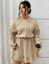 Women Plus Size French Vintage Jacquard Waist Dress