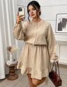 Women Plus Size French Vintage Jacquard Waist Dress