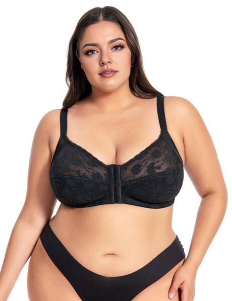 Women  Plus Size Front Buckle Lace Bra | PRUSES