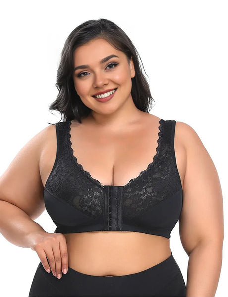Women Plus Size Front Closure Wire Free Vest Bra | PRUSES-1