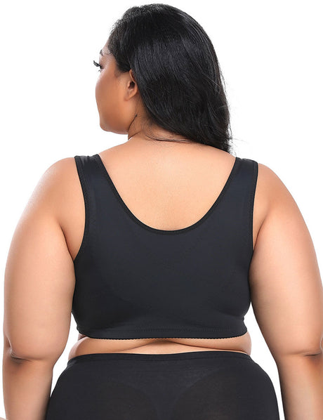Women Plus Size Front Closure Wire Free Vest Bra | PRUSES-2