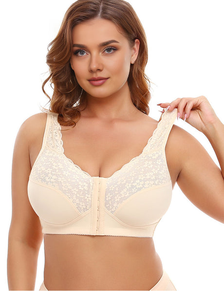 Women Plus Size Front Closure Wire Free Vest Bra | PRUSES-5