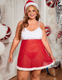 Soft Plush and Mesh Plus Size Babydoll for Christmas