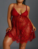 Women Plus Size Gorgeous All-Lace Boudoir Babydoll-6