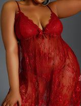 Women Plus Size Gorgeous All-Lace Boudoir Babydoll-7