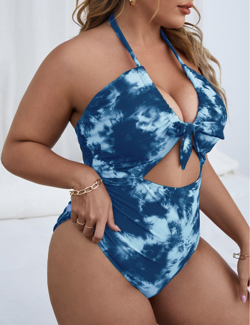 Women Plus Size Gradient Print Swimsuit-4