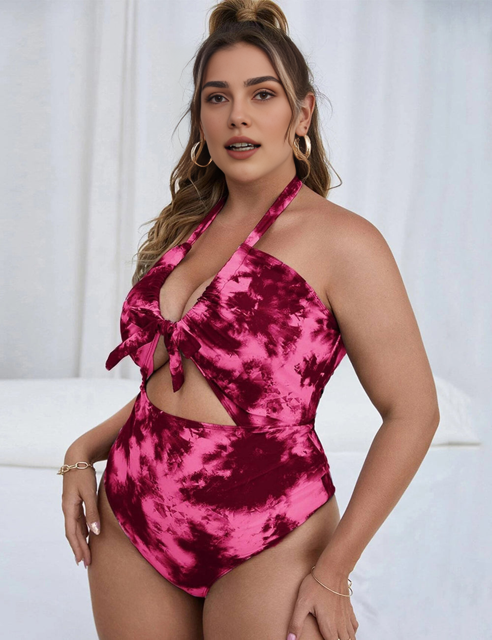 Women Plus Size Gradient Print Swimsuit