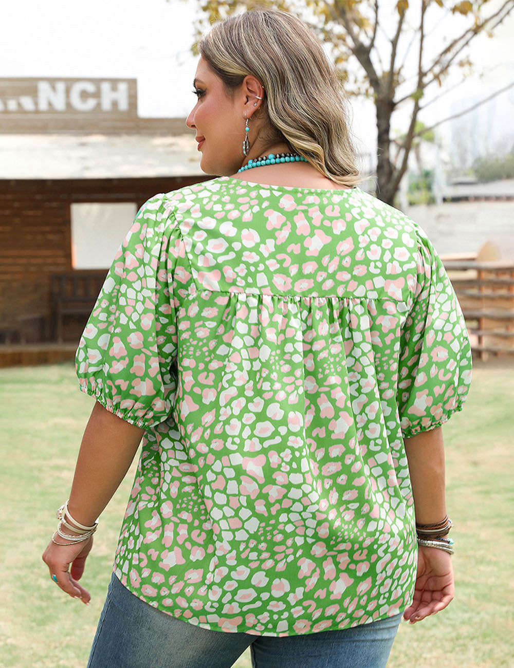 Women_Plus_Size_Green_Leopard_Tassel_Tie_Short_Sleeve_PRUSES_3