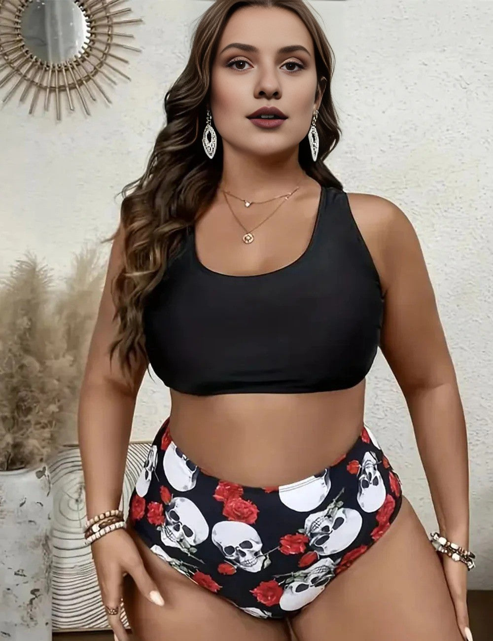 Women Plus Size Halloween Bikini Set with Cover Up