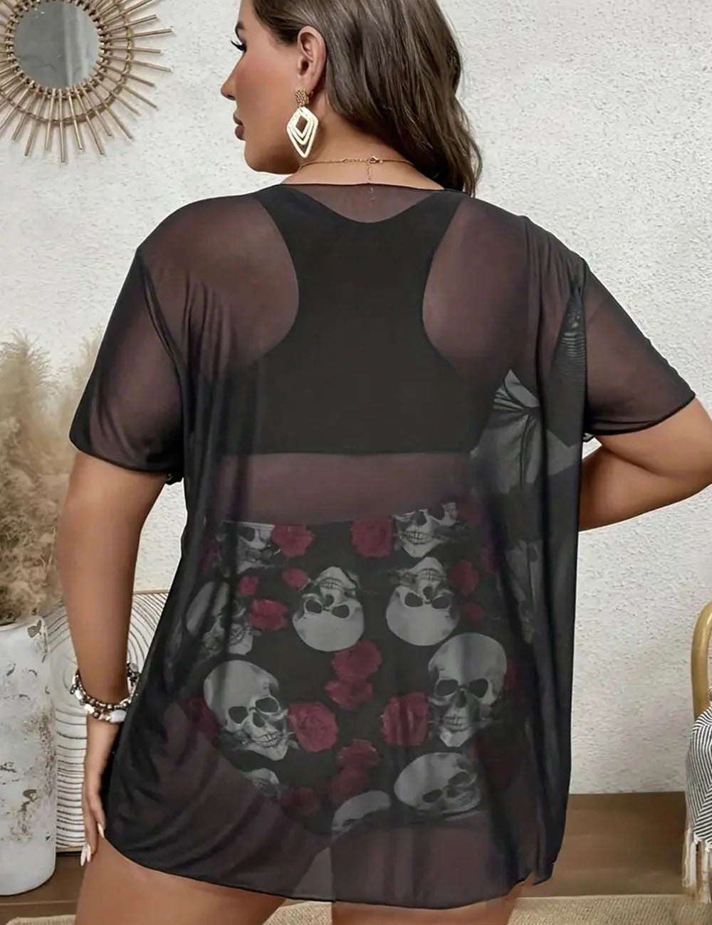 Women Plus Size Halloween Bikini Set with Cover Up
