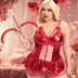Women Plus Size Halloween Demon Red Babydoll Costume