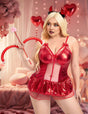 Women Plus Size Halloween Demon Red Babydoll Costume