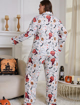 Women Plus Size Halloween Pumpkin Pumpkin Print Pajamas