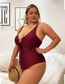 Women Plus Size Halter High Waist Two Piece Swimsuit-1