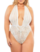 Women Plus Size Halter Tie Sheer Erotic Teddy | PRUSES