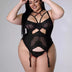 Women Plus Size High Quality Black Sexy Lace Corset Babydoll-2
