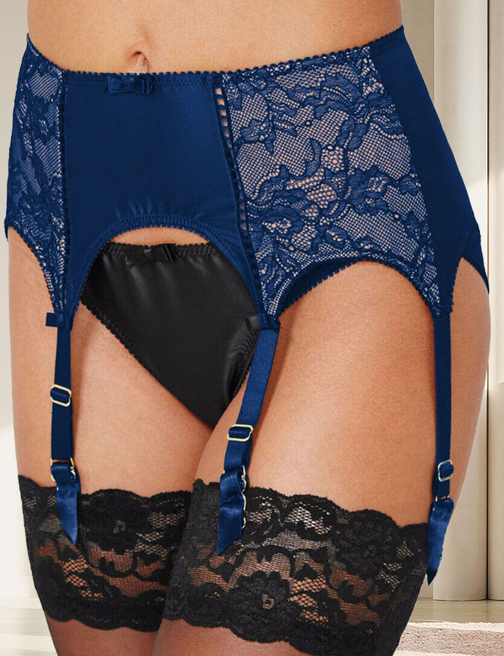 Women Plus Size High Waist Lace Garter Belts-3